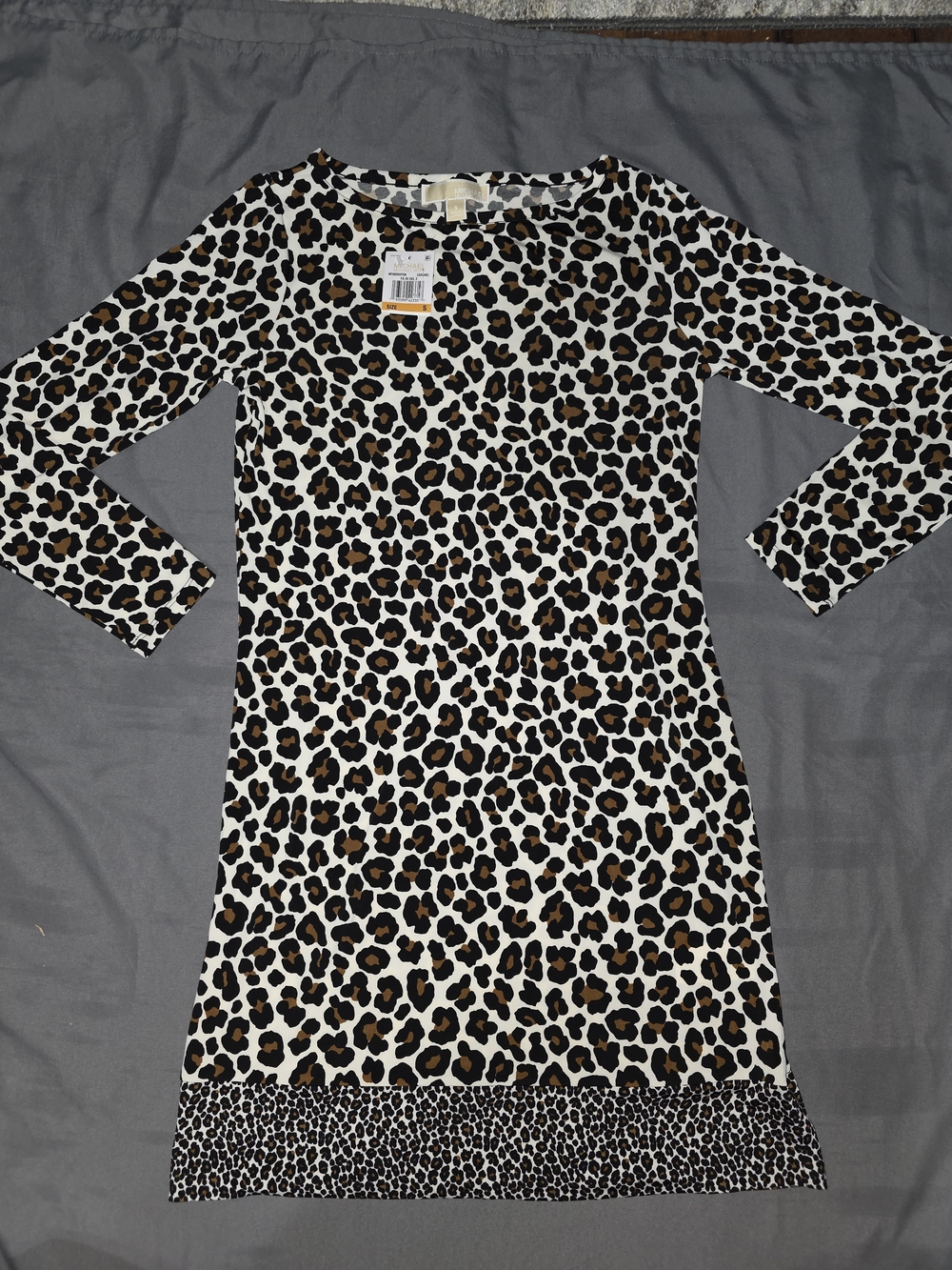 Michael Kors Leopard Print Shift Dress in Black, White, Brown